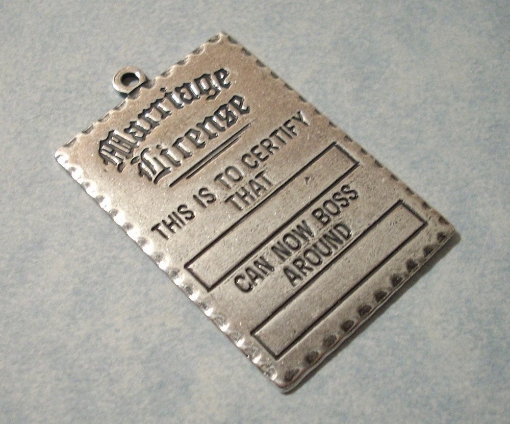 Marriage License Pendant 44mm - Wedding Gift