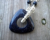 Sparkly Blue and Silver Spirals Necklace