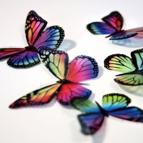 3D Butterflies - 12 Rainbow Monarchs for Weddings, Cake Toppers, Crafts, Wall Art, Nurseries and  Scrapbooking