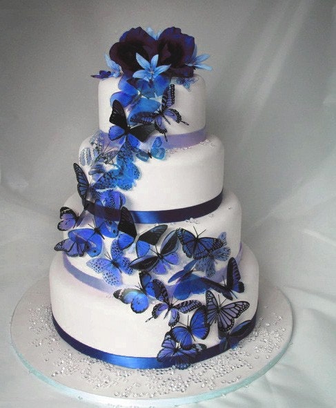 20 pack of Dark Blue Butterflies great for Cake Toppers