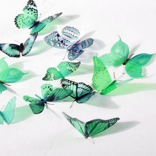 36 x Special Mint Green 3D Butterflies great for Weddings, Crafts
