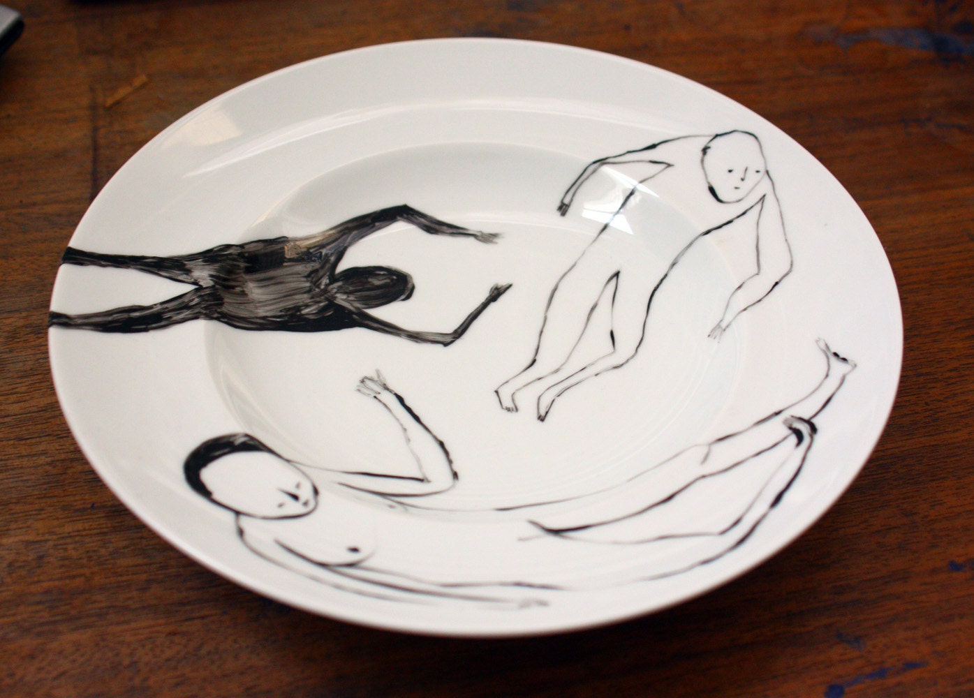 Hand painted Decorative Bowl - The Swimmers - Dishwasher Safe
