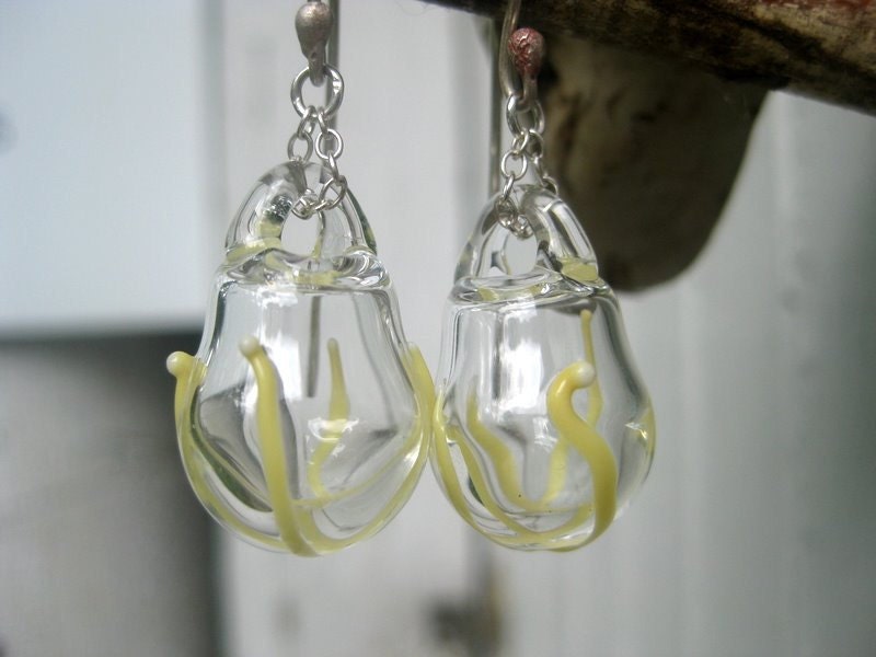 Yellow and Clear glass earrings