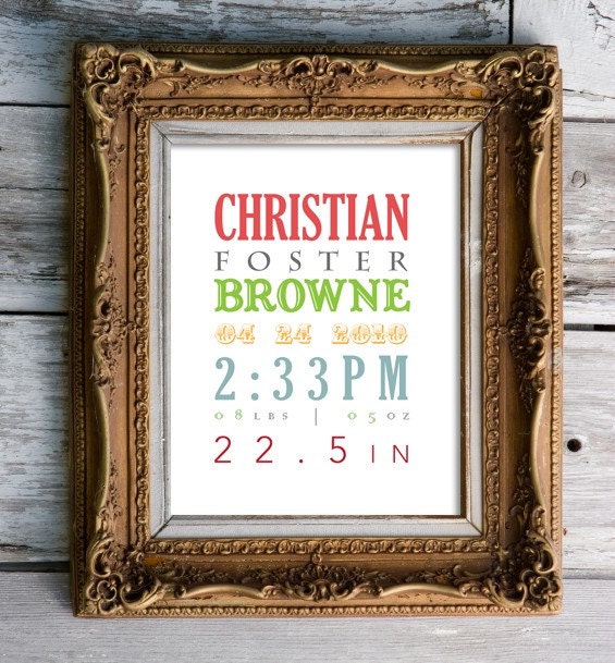 typography baby - birth announcement