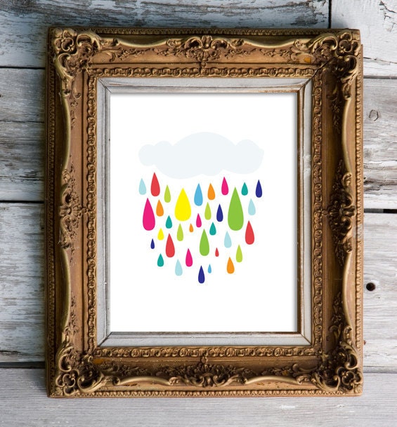 rainbow rain  - nursery art print