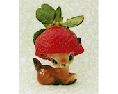 deer strawberry print 8 x 12 Berry Fawnd of You