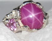 Pink Super Large 12x10mm stone Star Sapphire Ring - Artist Signed  top quality Star style w17