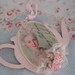 Marie Antoinette Tea Pot Ornament with pink roses Shabby Pink