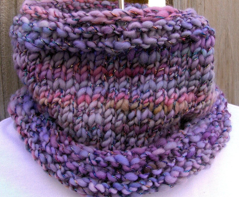 Cowl Neckwarmer hand knit cowl Petal Glitz Ready to Ship