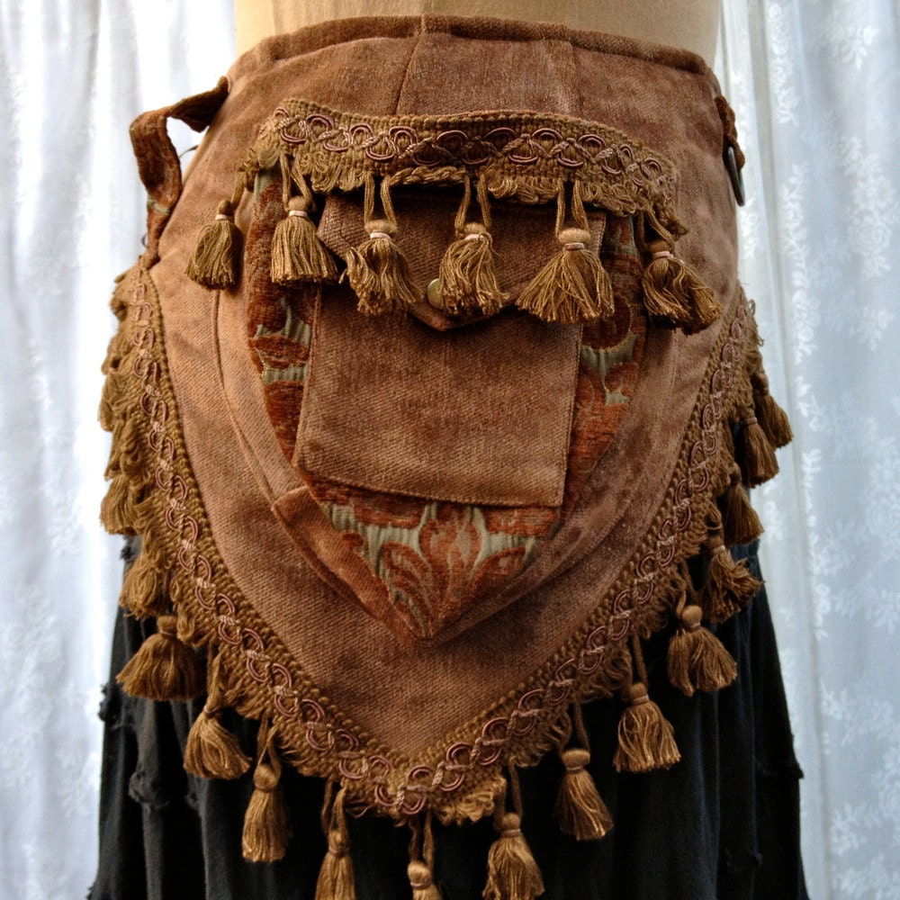 Steampunk costume belt - reserved listing for Heather Allen - brown with tassels - size Medium