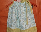 Spring Flowers in Light Blue and Green Girls Pillowcase Dress - Custom sizes 0-12, 12-24, 2t, 3t, 4t, 5t, 6, 7, 8