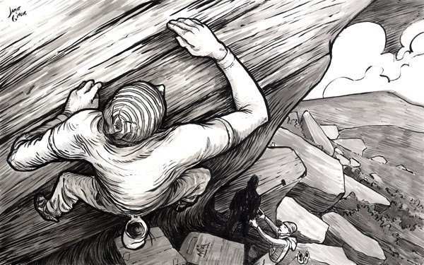 Sloper, giclee print, Rock Climbing Art