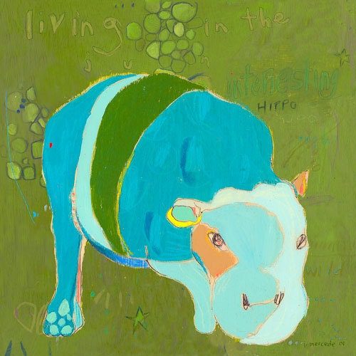 B Hippo Canvas Print by Jennifer Mercede 14X14