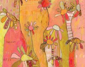 Sprouting Flowers Canvas Print by Jennifer Mercede  14X14