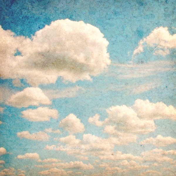 Cloud Photography , Landscape Photo, Nature Picture, Blue, White, Sky - 8x8 inch Fine Art Print -Whimsy