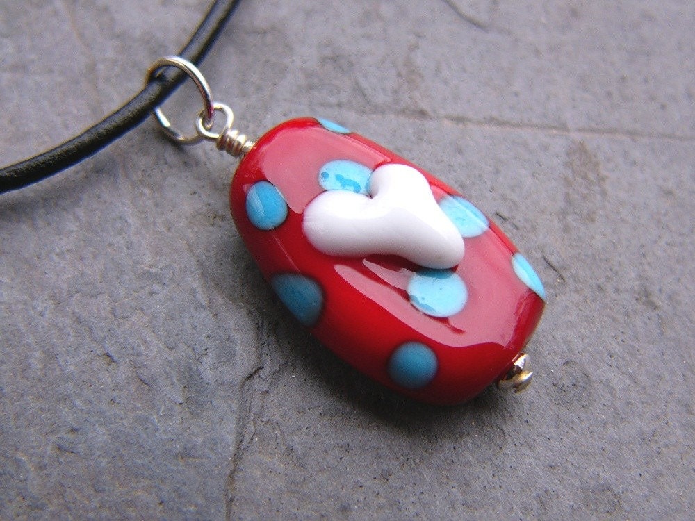 SALE 25% OFF  Be Mine - Girls Lampwork Glass and Leather Necklace