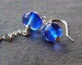 SALE - 25% OFF  Blueberry Bubbles - Lampwork Glass Bead Earrings