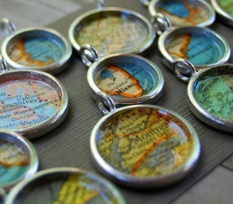 Personalized Vintage Map Necklace