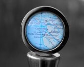 Monterey Bay California - Wine Bottle Stopper - Vintage Map - Great Housewarming Gift