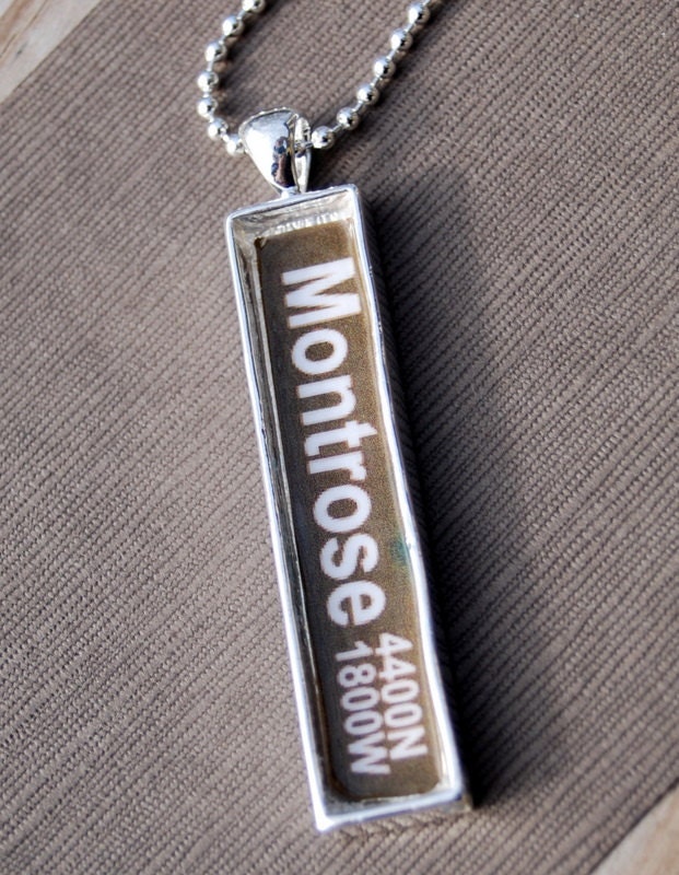 Montrose - Chicago CTA Brown Line Necklace Pendant Jewelry - Great Gift