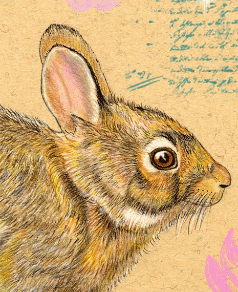 Rabbit Bunny  Handmade Greeting Card