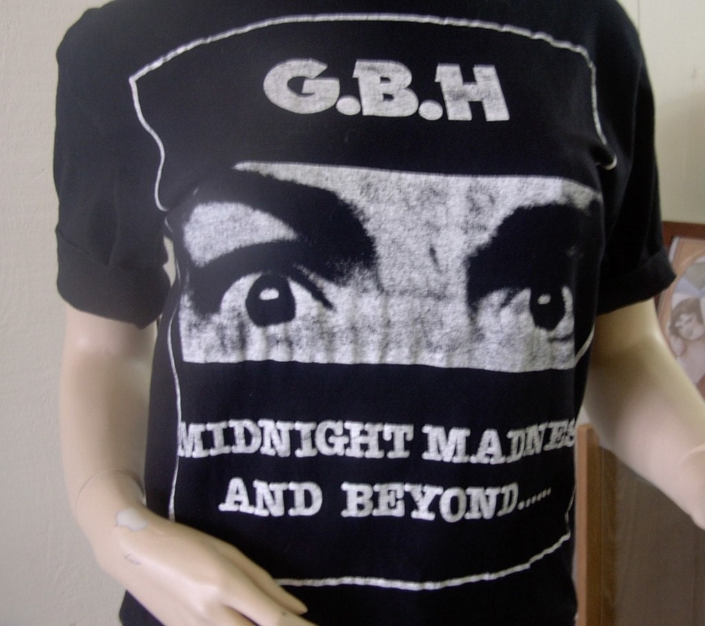 Punk Band GBH Tee Shirt Vintage 80s MIDNIGHT MADNESS by cynthesis