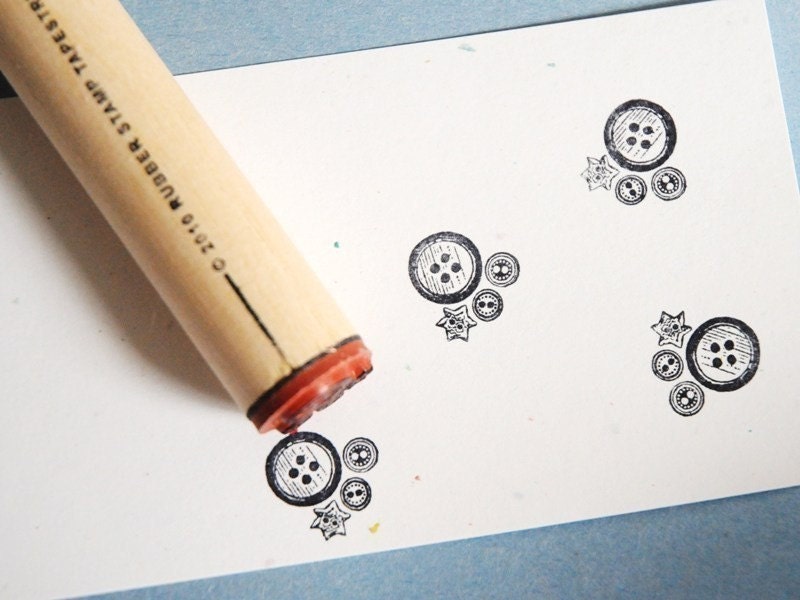 Button Cluster Rubber Stamp