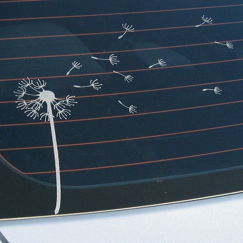 Etched Glass Dandelion in Wind Car Decal