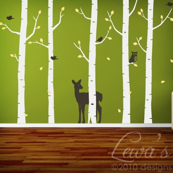 Birch Woodland Forest Wall Decal Set 102 in.