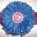 All American Girl - Red White n Blue Fourth of July Carnation Flower Clip featuring Flattened Bottle Cap with Headband