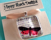 Flutterby No. 1 Glass Tile Pendant by Happy Shack Designs