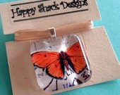 Flutterby No. 5 Glass Tile Pendant by Happy Shack Designs