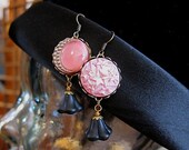 graceful MOON and STARS VINTAGE button earrings