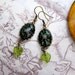 enchanted forest VINTAGE GLASS leafy green earrings