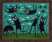 Funny Dancing Black Cats ACEO Print
