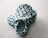 Amy Butler Baby booties toddler Infant Soft Soled Shoe slippers blue aqua and grey gray polka dots gift SWAG