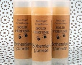BOHEMIAN SUNRISE Solid Perfume with Cocoa Butter and Vitamin E - .15oz oval tube (mandarin, lemon, rose, patchouli, sandalwood, cashmere)