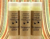 BERGAMOT SPICE Solid Perfume with Cocoa Butter and Vitamin E - .15oz Oval Tube (bergamot, ginger, sandalwood, patchouli, basil)