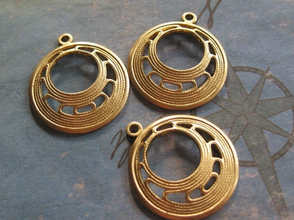 4 PC Raw Brass Art Deco Hoop Finding -  Q0274