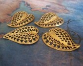 4 PC Raw Virgin Brass - Dapped Filigree Leaf - 2 left / 2 right - ZNE K0229 - K0230