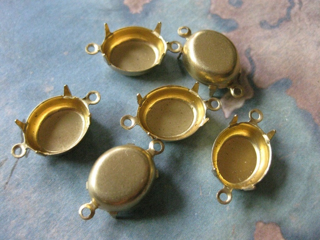 12 PC Raw Brass Oval Prong Setting 12 x 10mm - FF05