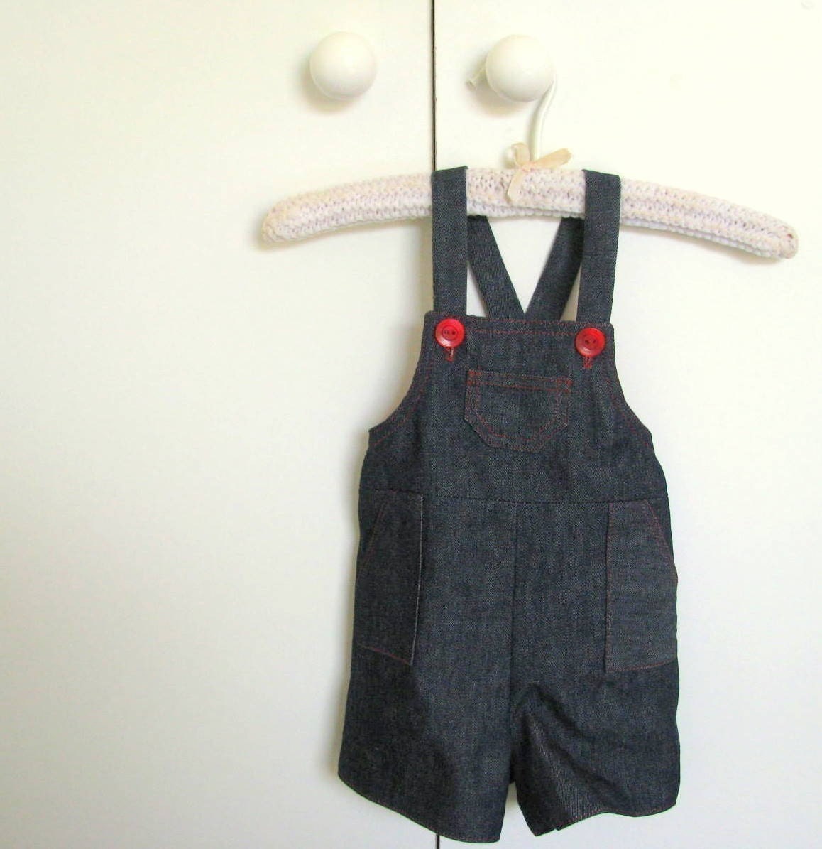 Denim and Red Classic Playtime Baby Overalls