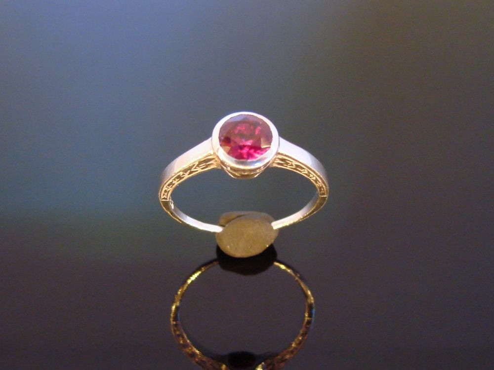 Sterling Silver ring with 6mm lab grown ruby
