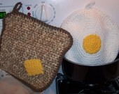 Toast and Egg Pot holder Hot pad Set Crochet