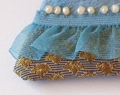 Handbag brooch in blue and mustard - Ladylike