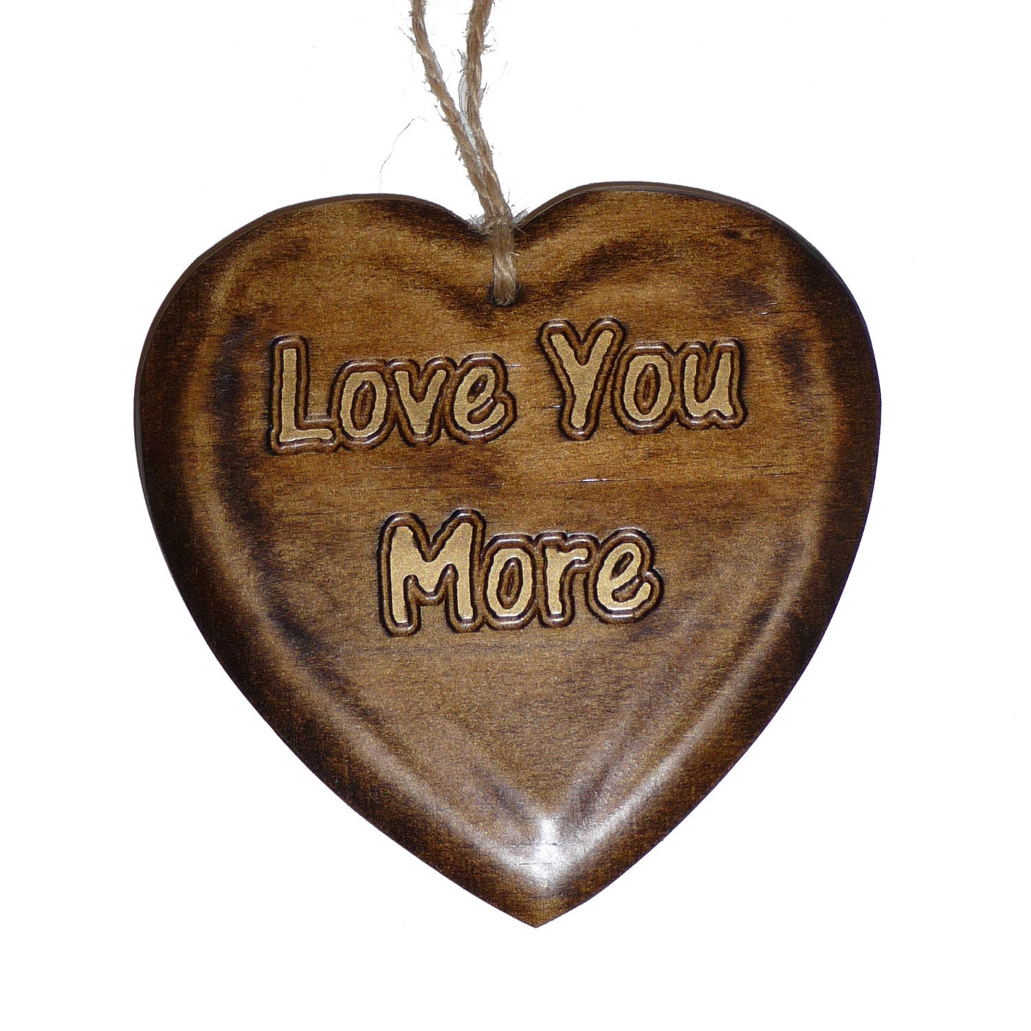 LOVE YOU MORE Heart Carved Sign Plaque Wall Hanging Home Decor Gift Birthday Shower Anniversary Husband Wife Spouse