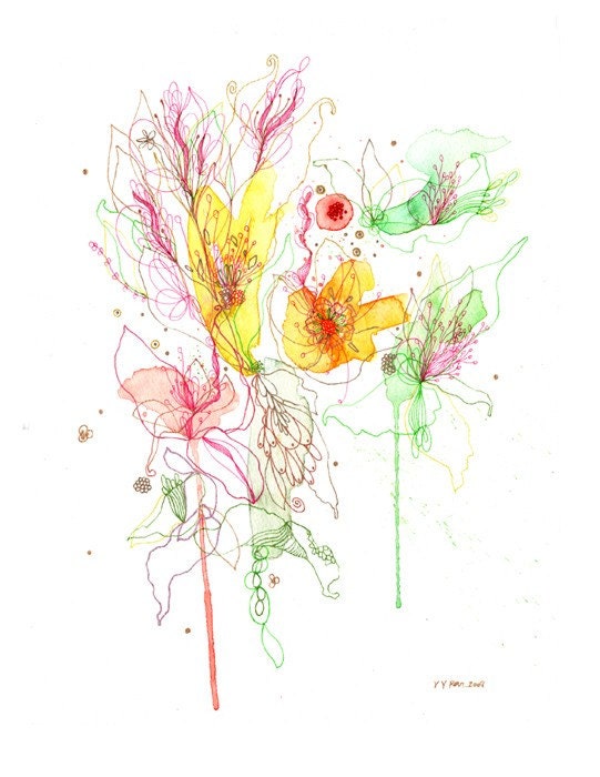 art print -giclee PRINT- watercolor drawing - wall art- wall decor-  Blossoms Series 39-11x14