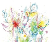 art giclee print Blossoms Series 27 PRINT 8.5x11 from watercolor drawing- wall art- wall decor