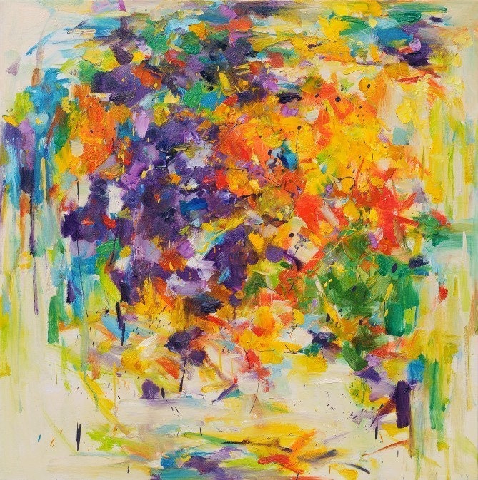 Orchid Garden Giclee Print from original oil mix media painting 12x12