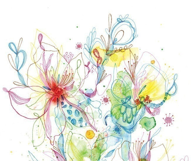 art giclee print Blossoms Series 27 PRINT 8.5x11 from watercolor drawing- wall art- wall decor